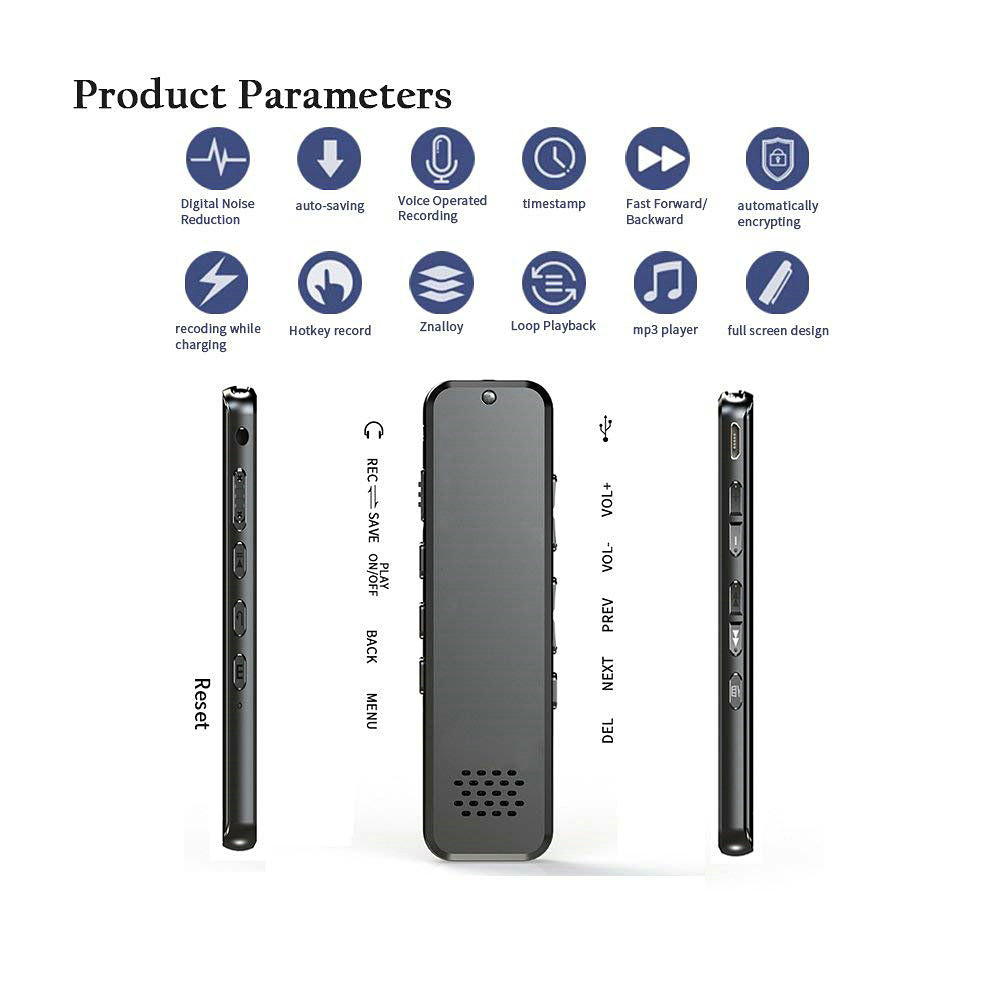 Hd Noise Reduction of 3 D Surface Bedding Face Screen Digital Voice Recorder- Black Hd Noise Reduction of 3 D Surface Bedding Face Screen Digital Voice Recorder- Black