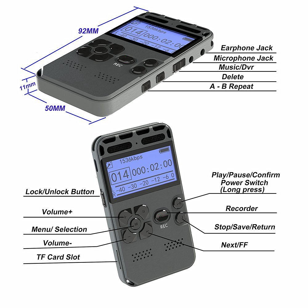 Hd Intelligent Digital Noise Reduction Meeting Recorder MP3 LED Display- Platinum 1+8GB Hd Intelligent Digital Noise Reduction Meeting Recorder MP3 LED Display- Platinum 1+8GB