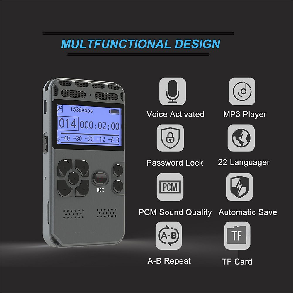 Hd Intelligent Digital Noise Reduction Meeting Recorder MP3 LED Display- Platinum 1+8GB Hd Intelligent Digital Noise Reduction Meeting Recorder MP3 LED Display- Platinum 1+8GB