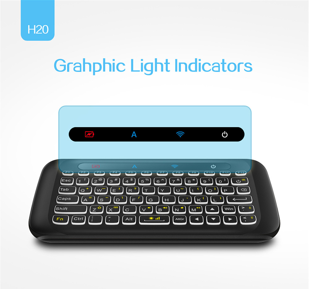 H20 Air Mouse Mini Backlight Keyboard Wireless Touchpad Mouse Colorful Breathing Lamp - Black H20 Air Mouse Mini Backlight Keyboard Wireless Touchpad Mouse Colorful Breathing Lamp - Black