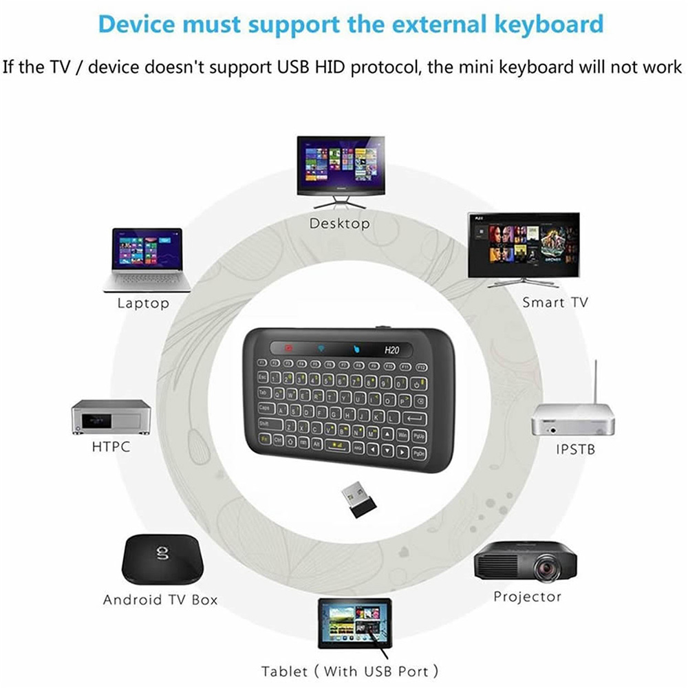 H20 Air Mouse Mini Backlight Keyboard Wireless Touchpad Mouse Colorful Breathing Lamp - Black H20 Air Mouse Mini Backlight Keyboard Wireless Touchpad Mouse Colorful Breathing Lamp - Black