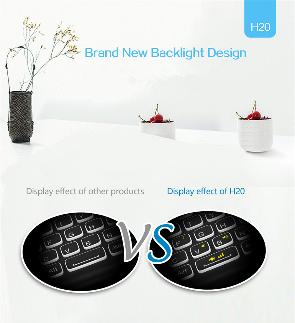 H20 Air Mouse Mini Backlight Keyboard Wireless Touchpad Mouse Colorful Breathing Lamp - Black H20 Air Mouse Mini Backlight Keyboard Wireless Touchpad Mouse Colorful Breathing Lamp - Black