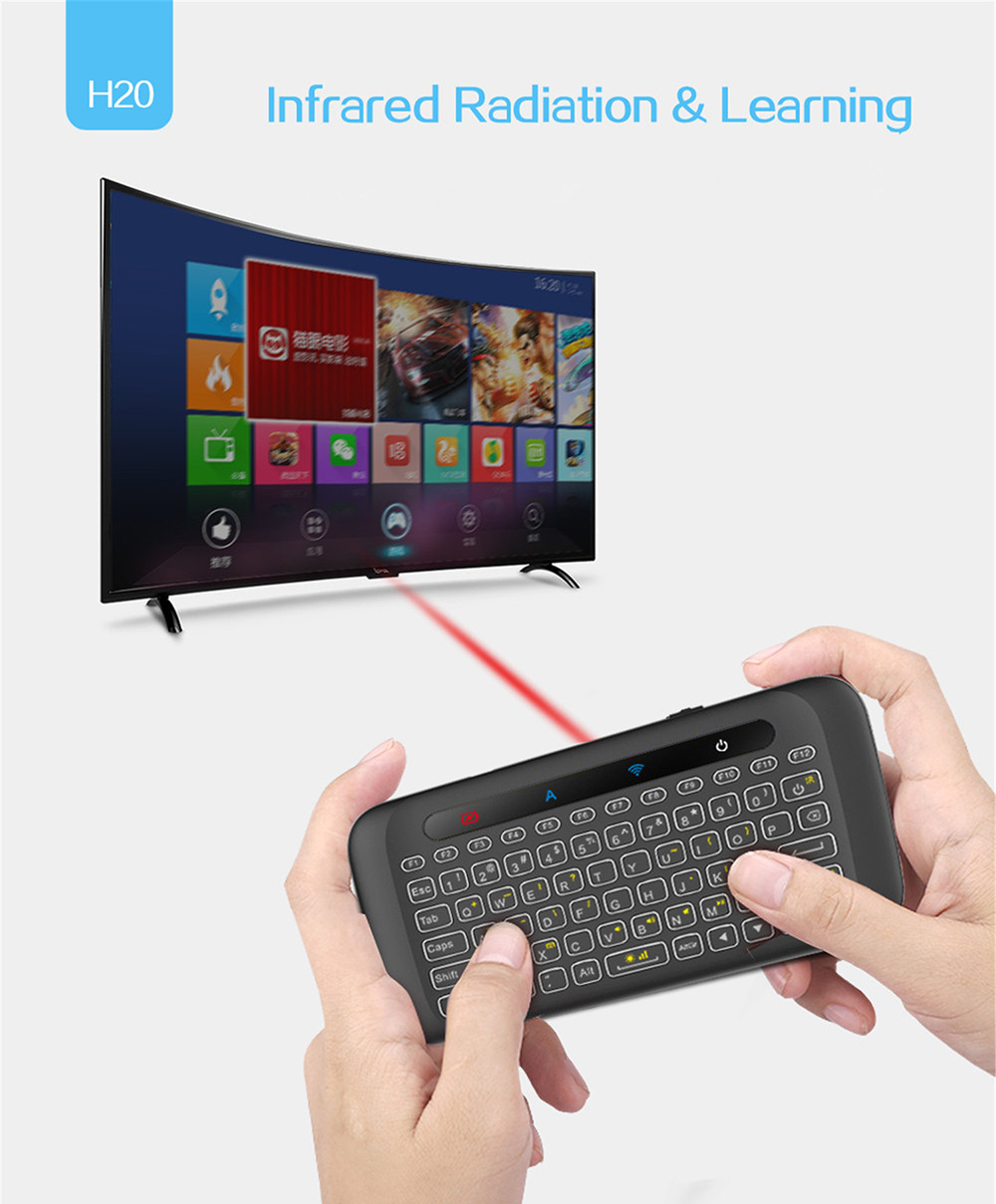 H20 Air Mouse Mini Backlight Keyboard Wireless Touchpad Mouse Colorful Breathing Lamp - Black H20 Air Mouse Mini Backlight Keyboard Wireless Touchpad Mouse Colorful Breathing Lamp - Black