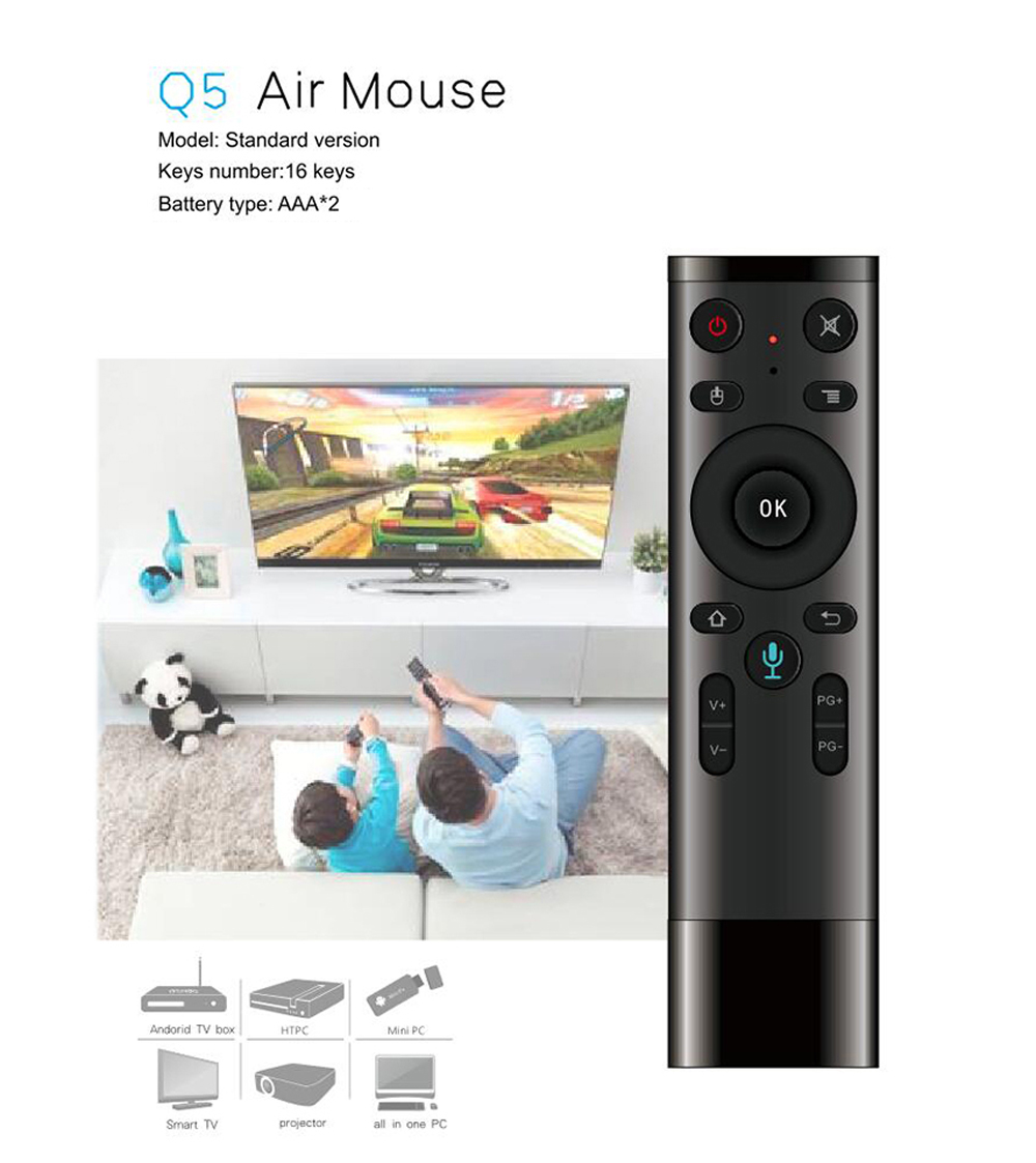 Q5 Smart Voice Air Mouse - Black Voice without Gyroscope Q5 Smart Voice Air Mouse - Black Voice without Gyroscope