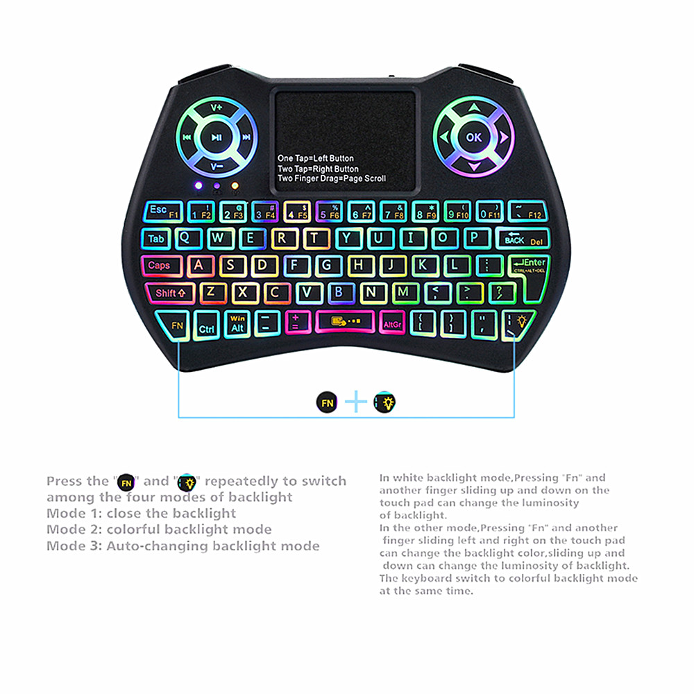 Wireless Keyboard Support Multilingual Flying Squirrels Mini Seven Dazzle Colour - Black Wireless Keyboard Support Multilingual Flying Squirrels Mini Seven Dazzle Colour - Black