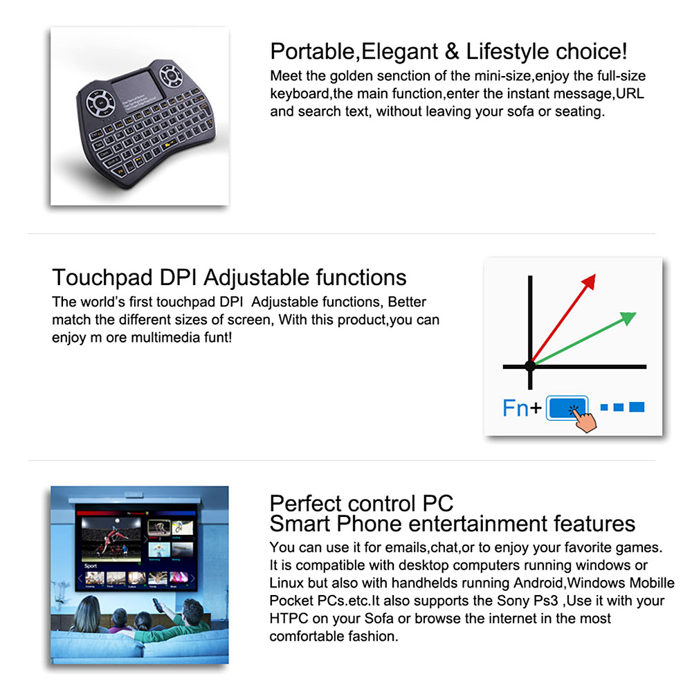 Wireless Keyboard Support Multilingual Flying Squirrels Mini Seven Dazzle Colour - Black Wireless Keyboard Support Multilingual Flying Squirrels Mini Seven Dazzle Colour - Black