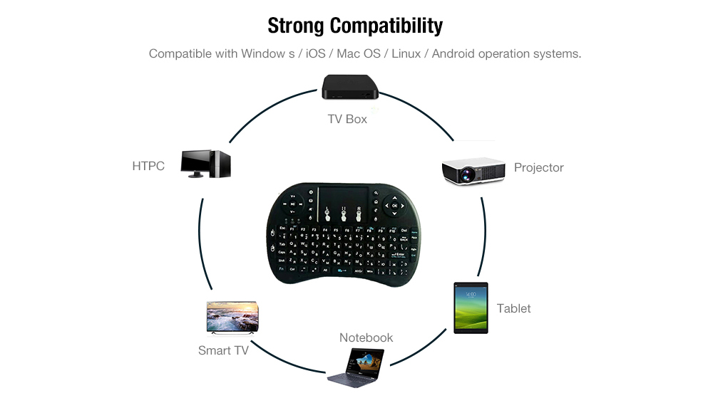 V8N Air Mouse Full Size Keypad Remote Control Game Console Russian Version- Black V8N Air Mouse Full Size Keypad Remote Control Game Console Russian Version- Black