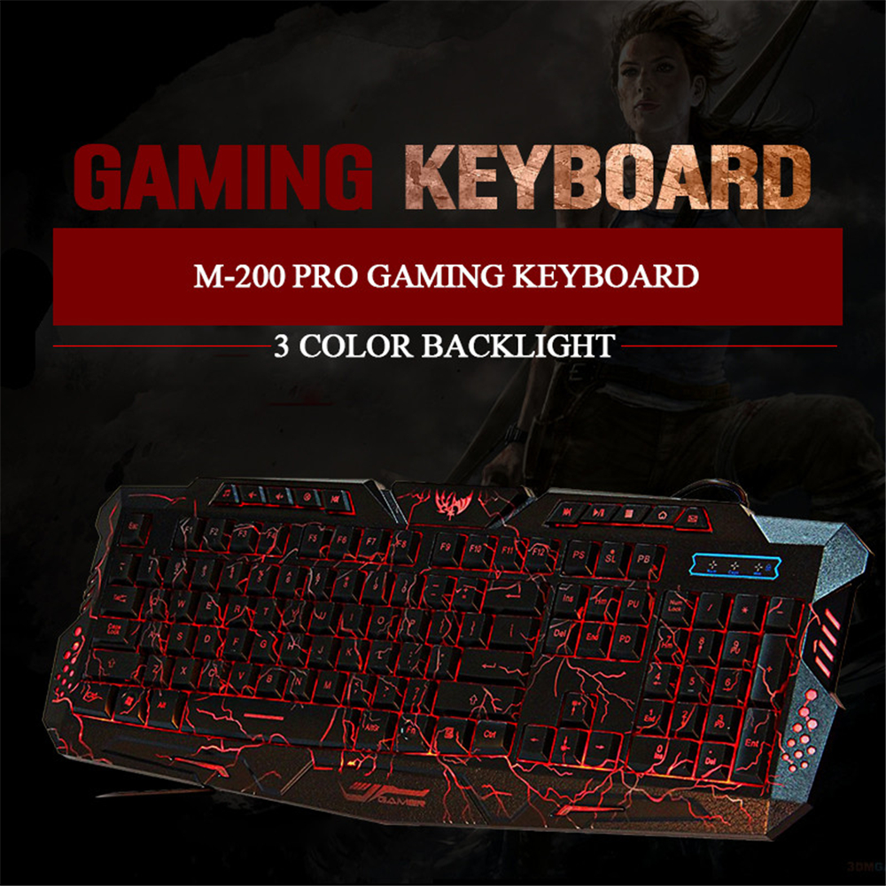 Tri-Color Backlit Computer Gaming USB Powered Full N-Key Game Keyboard - Black Tri-Color Backlit Computer Gaming USB Powered Full N-Key Game Keyboard - Black