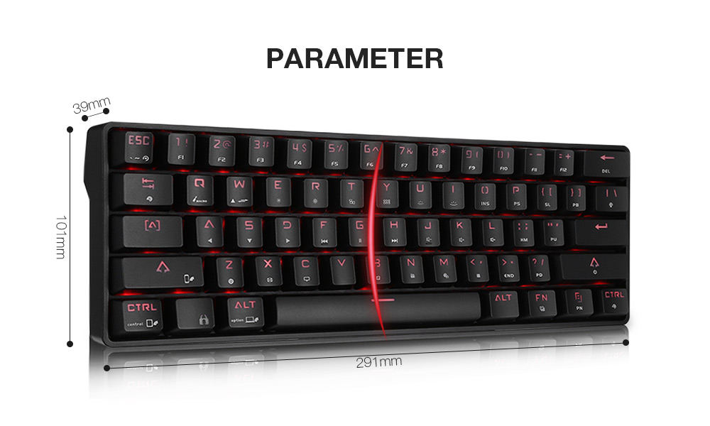 DK61 BT4.0 Wired Dual-mode Mechanical Keyboard 61 Keys RGB Light for Windows / Mac OS / Android- Black Blue Switch DK61 BT4.0 Wired Dual-mode Mechanical Keyboard 61 Keys RGB Light for Windows / Mac OS / Android- Black Blue Switch
