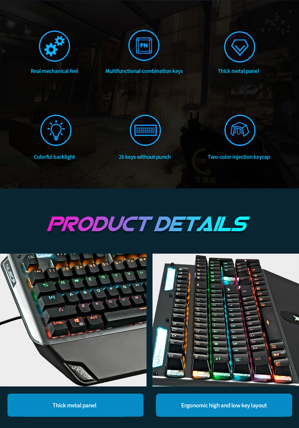 Professional Gaming Mechanical Keyboard features Professional Gaming Mechanical Keyboard features